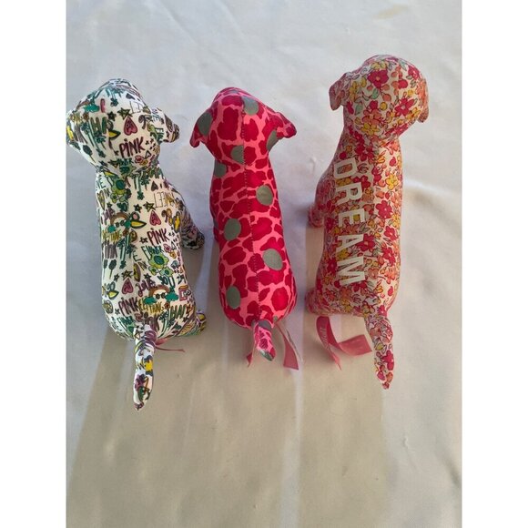 Victorias Secret Pink Stuffed Dog Trio - Floral Leopard & Graffiti Prints - Plus - Picture 7 of 8